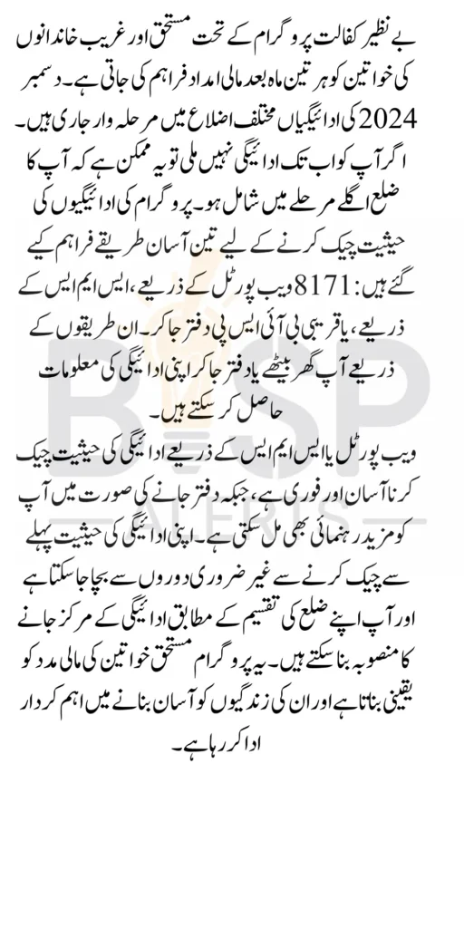 How to Check Benazir Kafaalat Payment Status by CNIC in 2024