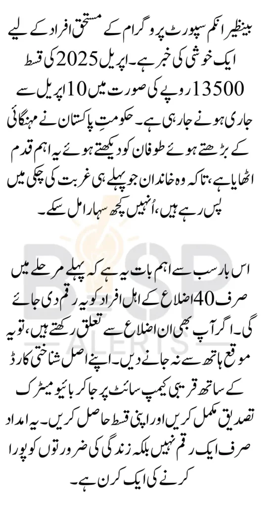 BISP April 2025 Quarterly Payment Know Schedule In Different Districts Latest Update