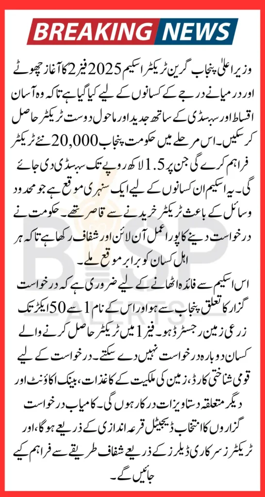 Chief Minister of Punjab Green Tractor Scheme 2025 Phase 2 Easy Guide to Eligibility and Apply